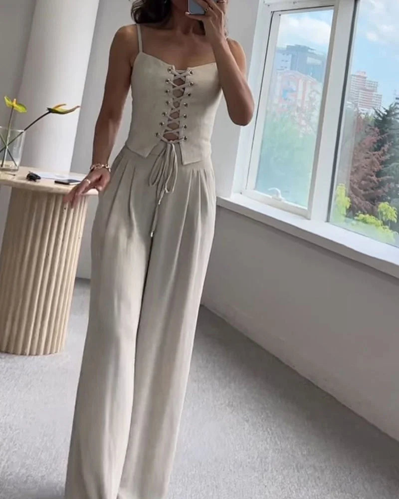 Klassish™ | Tweedelige set All-Match String Top & Broek