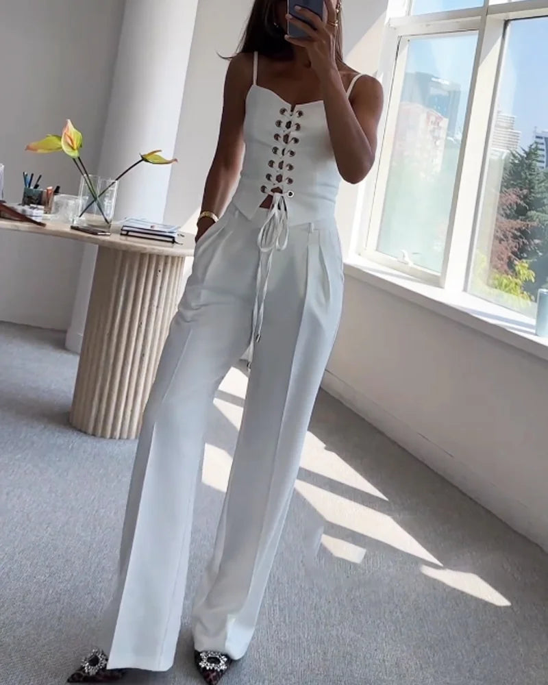 Klassish™ | Tweedelige set All-Match String Top & Broek