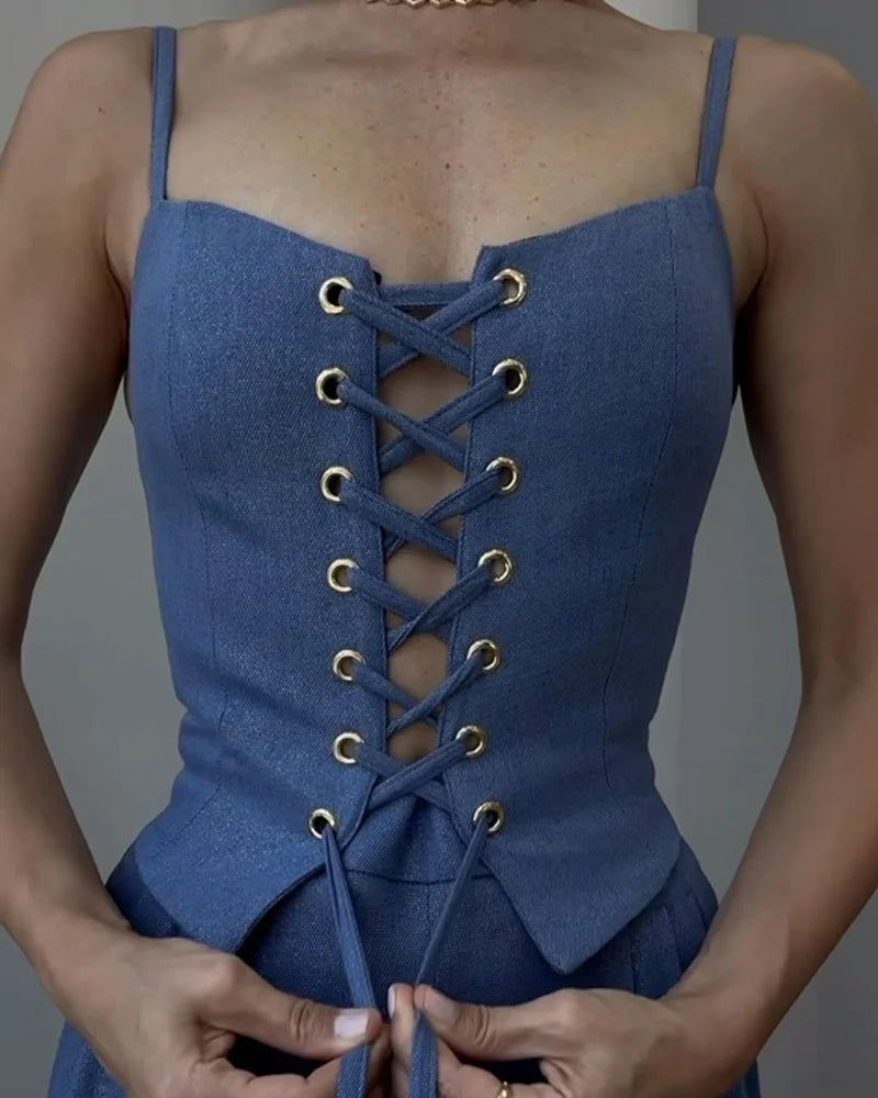 Klassish™ | Tweedelige set All-Match String Top & Broek