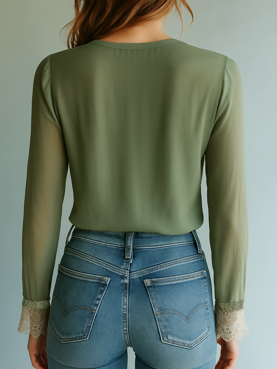 Boheemse Blouse - Elegante Kanten en Bloemenprint voor Elke Gelegenheid