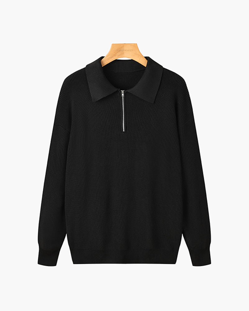 Heren Poloshirt - Stijlvol Half-Zip Van Zacht Katoen voor Comfort