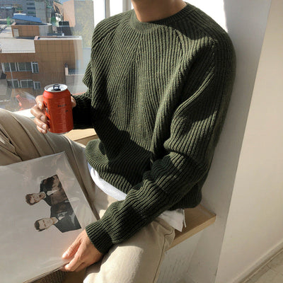 Herentrui - Luxe Katoen met Warme Ribbed Textuur voor Stijl & Comfort