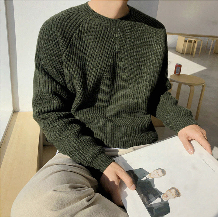 Herentrui - Luxe Katoen met Warme Ribbed Textuur voor Stijl & Comfort