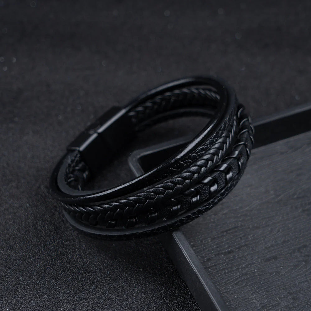 Ragnar Band - Leren Gevlochten Viking Armband