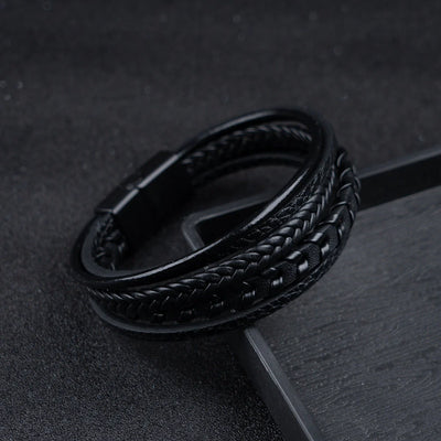 Ragnar Band - Leren Gevlochten Viking Armband