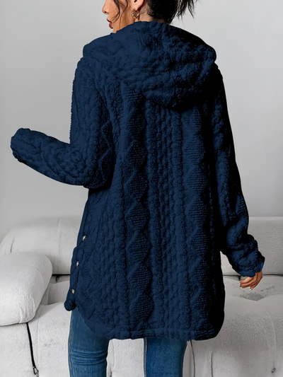 Klassish™ | Diamond-Patterned Hooded Cardigan