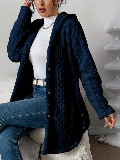 Klassish™ | Diamond-Patterned Hooded Cardigan