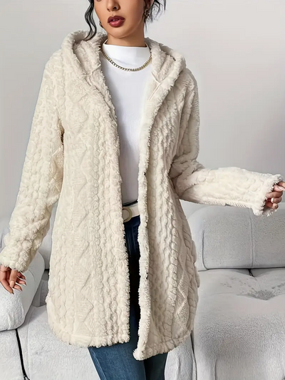 Klassish™ | Diamond-Patterned Hooded Cardigan