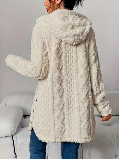 Klassish™ | Diamond-Patterned Hooded Cardigan