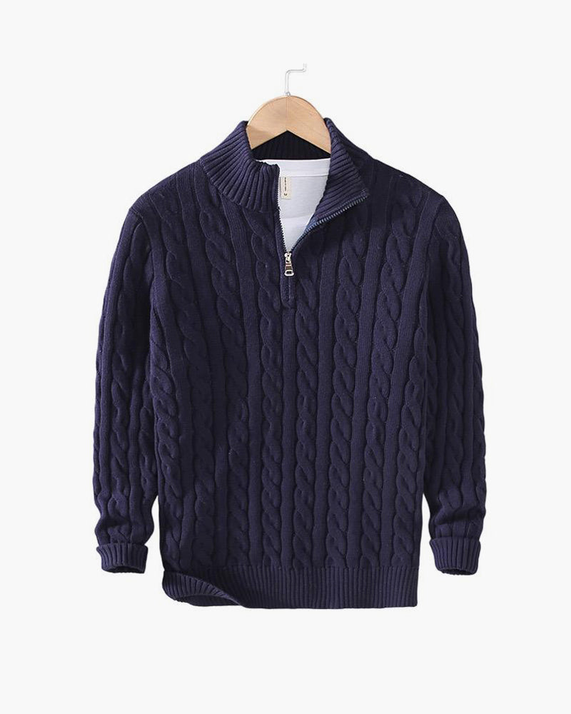 Taebaek Herentrui Met Rits - Warme Elegante Kabeltrui Voor Heren