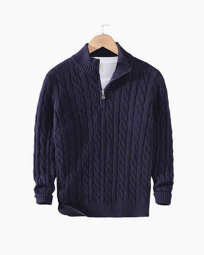 Taebaek Herentrui Met Rits - Warme Elegante Kabeltrui Voor Heren