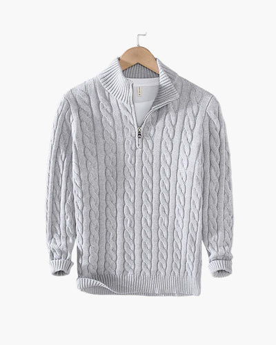 Taebaek Herentrui Met Rits - Warme Elegante Kabeltrui Voor Heren