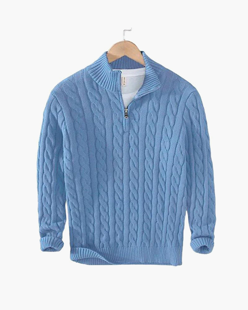 Taebaek Herentrui Met Rits - Warme Elegante Kabeltrui Voor Heren