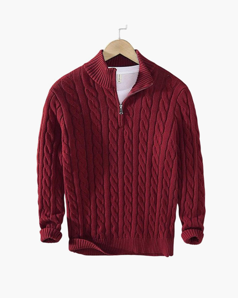 Taebaek Herentrui Met Rits - Warme Elegante Kabeltrui Voor Heren
