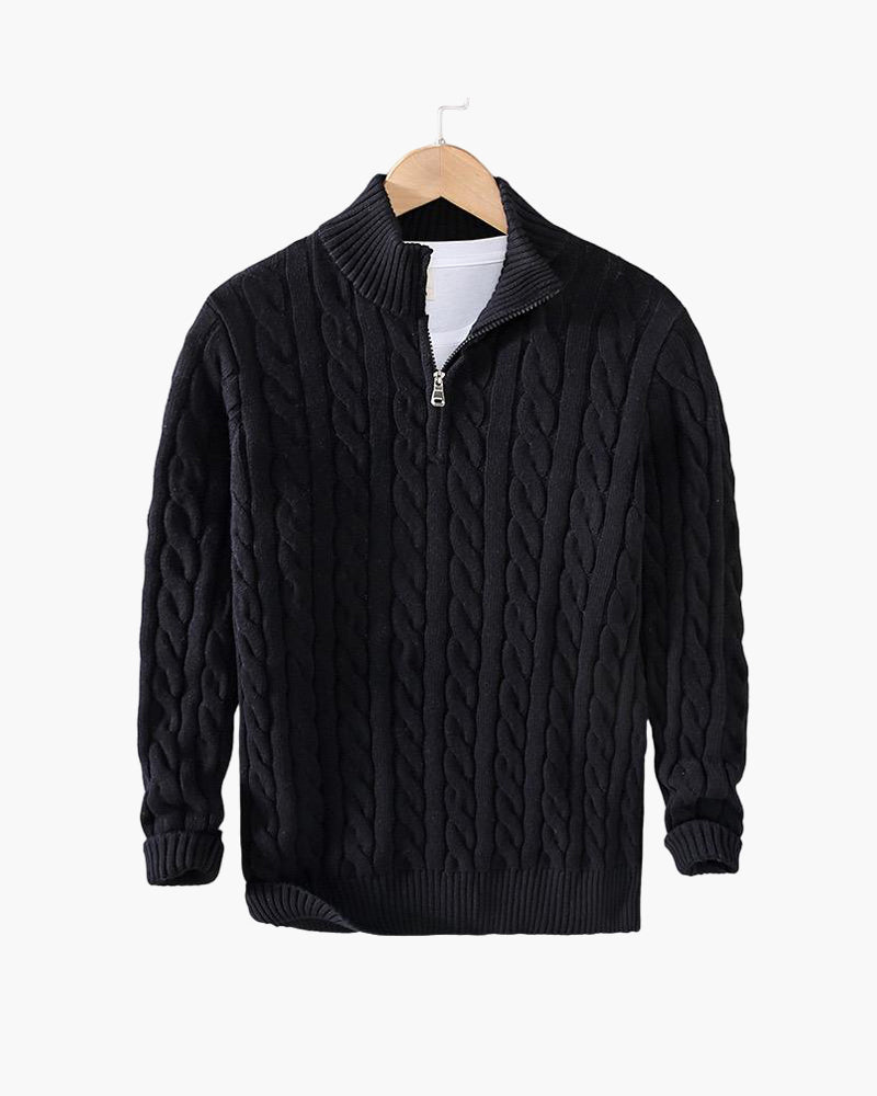 Taebaek Herentrui Met Rits - Warme Elegante Kabeltrui Voor Heren