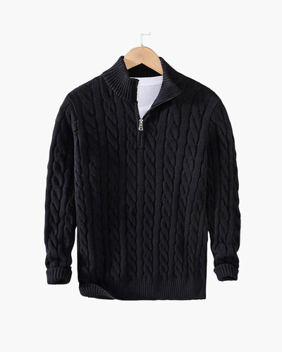 Taebaek Herentrui Met Rits - Warme Elegante Kabeltrui Voor Heren