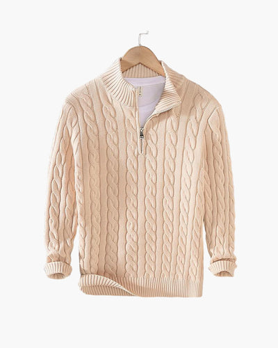 Taebaek Herentrui Met Rits - Warme Elegante Kabeltrui Voor Heren