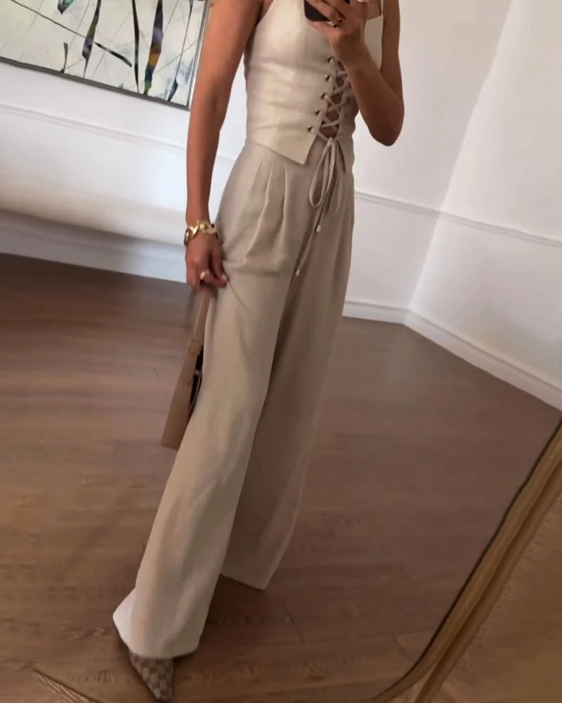 Klassish™ | Tweedelige set All-Match String Top & Broek